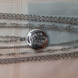 Citation Multi Chain Layered Locket  Necklace 19" Long Vintage